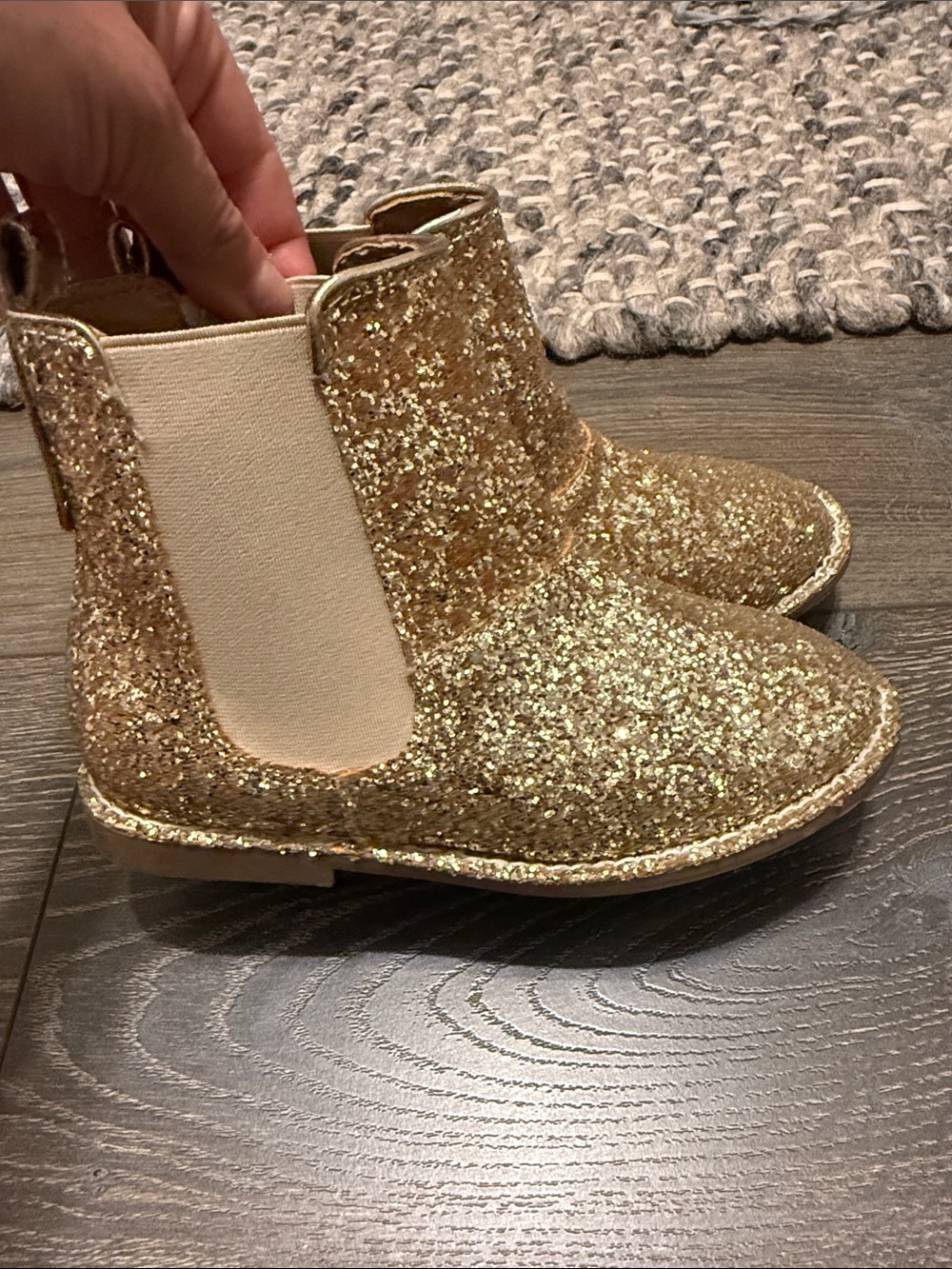 J Crew  Gold Glitter Chelsea Boots